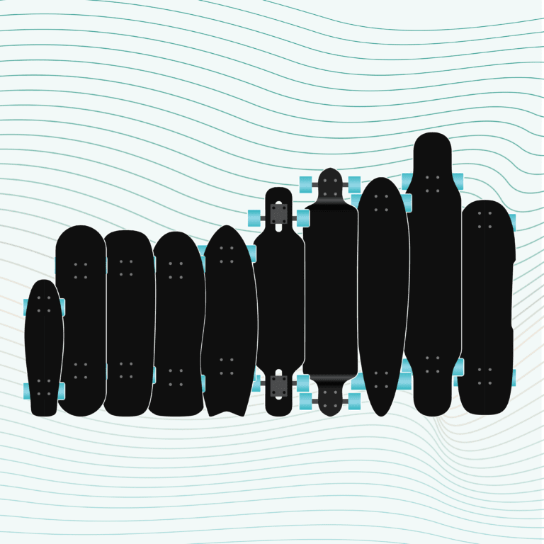 Different views of a skateboard illustration