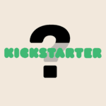 A question mark behind the kickstarter logo